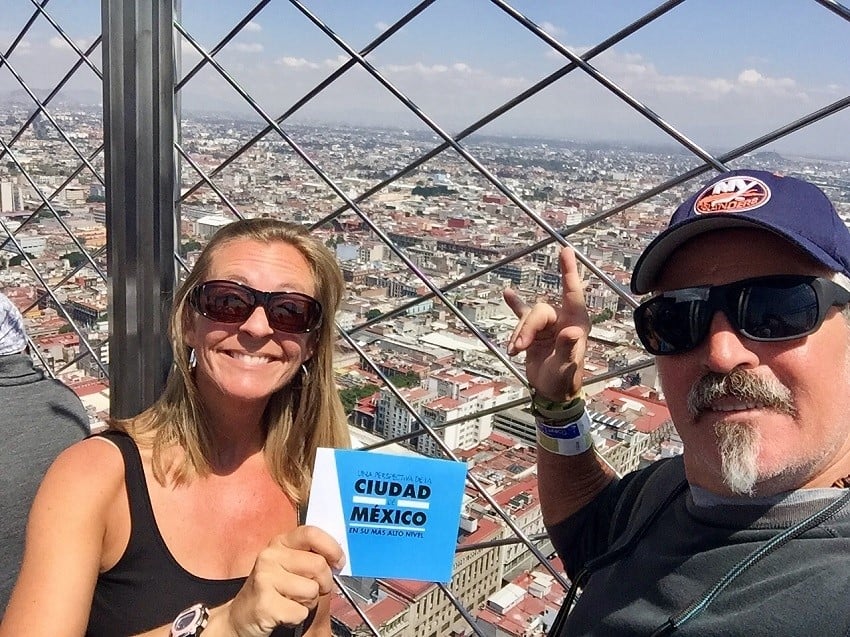 mexico city travel guide: us on top of latinoamerica building