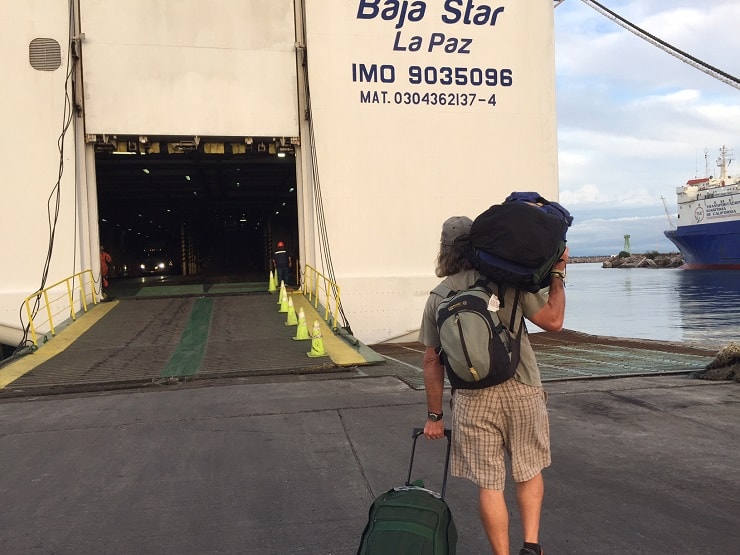 The "Baja Star" overnight ferry at the dock in Mazatlan, Mexico, headed to La Paz.