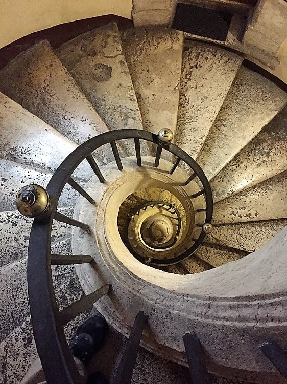 the bernini "shell" staircase in maggiore church in rome