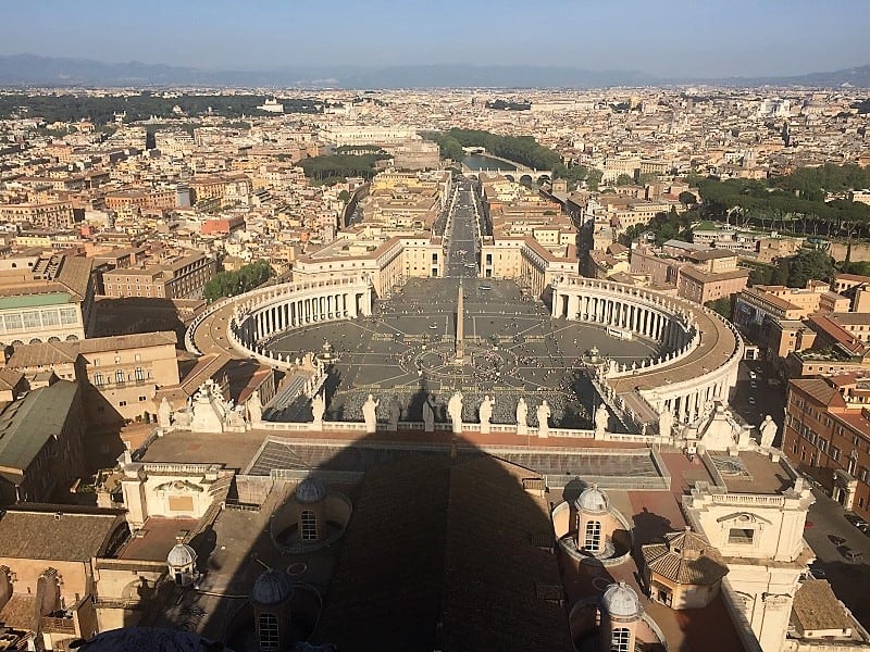 stunning view of St. Peter's Square from the top of St. Peter's Basilica dome