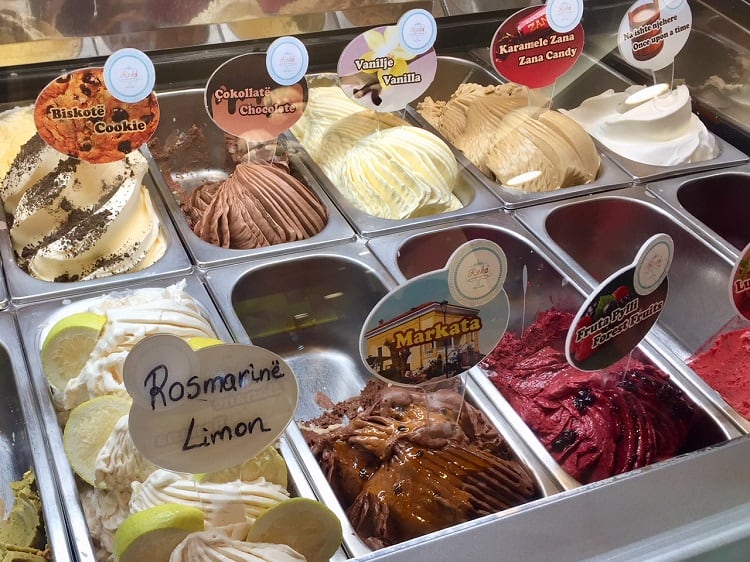cheap gelato in tirana, albania's capital