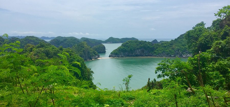 panoramic shot of cat ba island bay in central vietnam