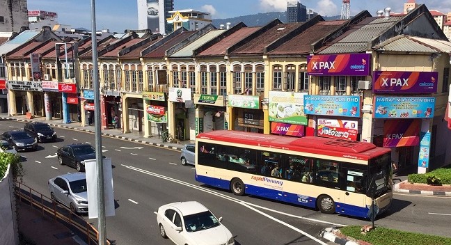A Rapid Penang bus on a George Town street