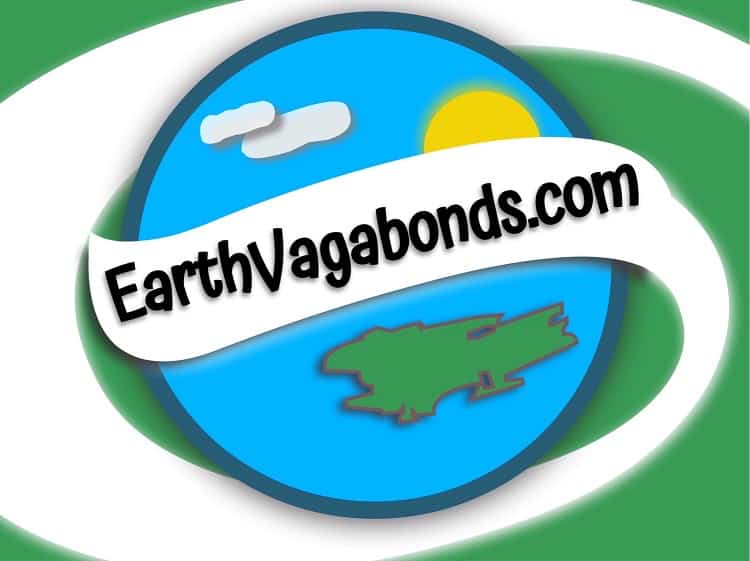 earthvagabonds.com logo with globe, sun, clouds