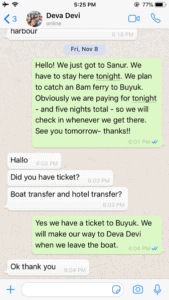 A screen shot of the hotel booking issue described in the story - where the 'hotel' says ok, thanks 