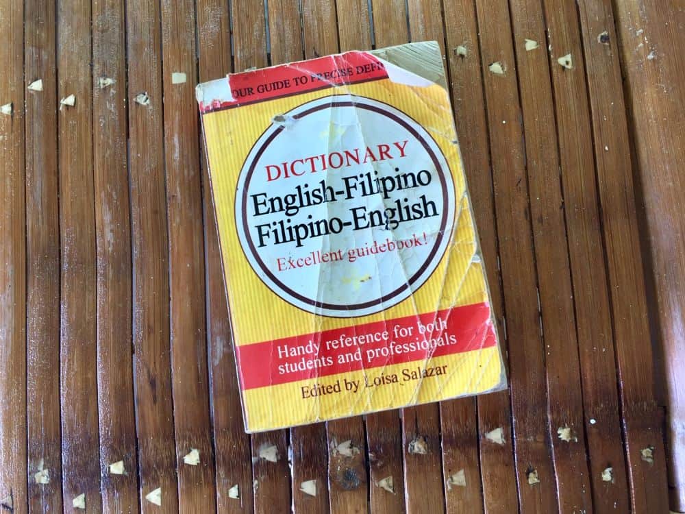 A used Filipino-English dictionary one of the children gave to Ellen for her birthday.