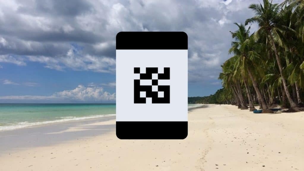 Generic QR code over Boracay's famous White Beach in the Philippines.