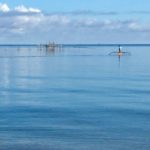 A man checks his bamboo fishing trap in Malay, Philippines, in an authentic travel shot.