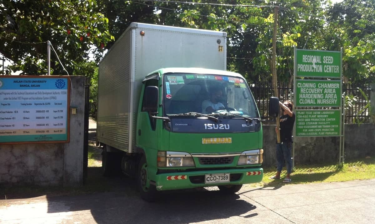 The rental truck used by Earth Vagabonds to bring young fruit trees from Banga, Aklan, to Malay, Aklan, for the indigenous Ati tribe.