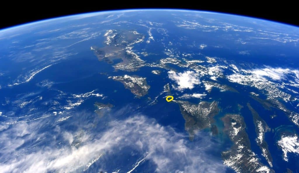 NASA pic of the Philippines from space, with Malay, Aklan circled.