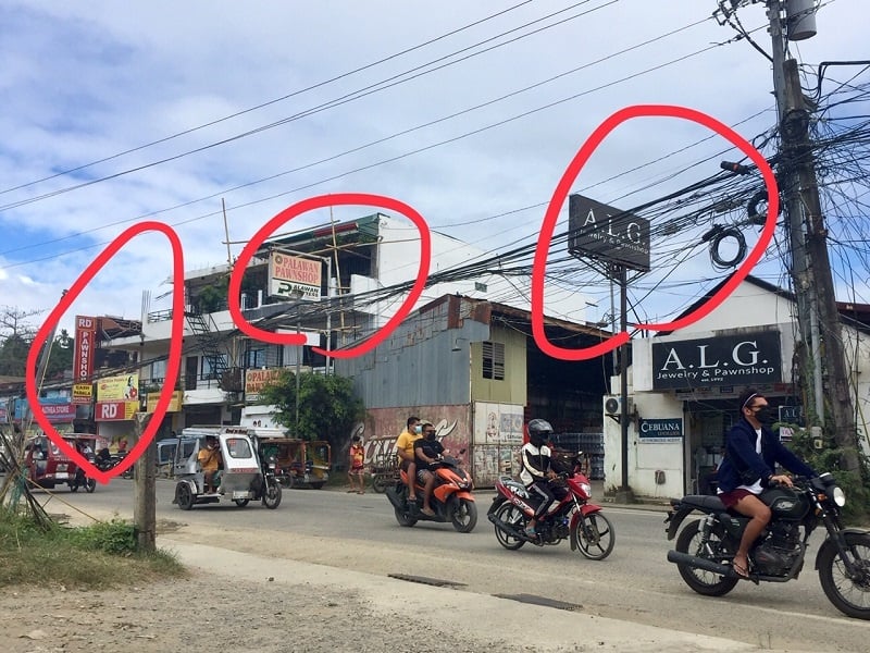 Three pawn shops close to each other in Caticlan, Malay, Philippines.