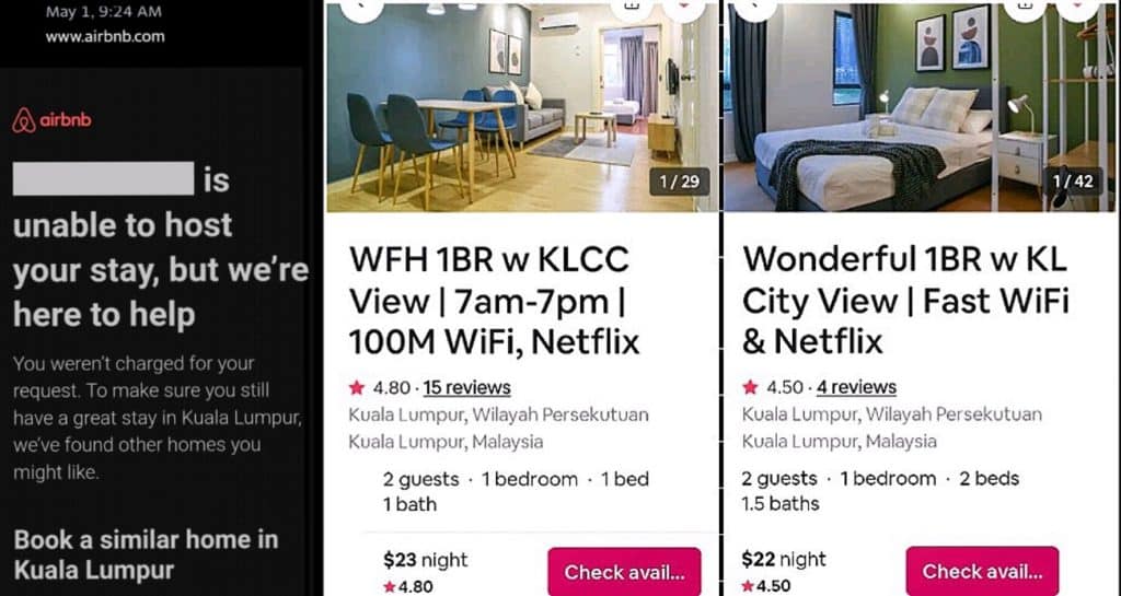 Airbnb host problem included several listings