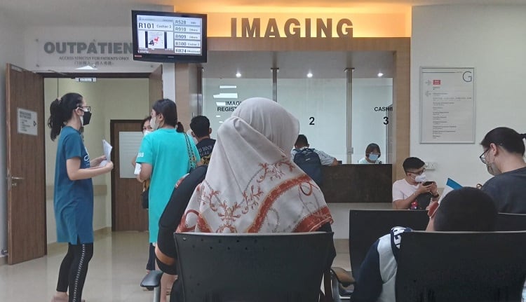 Inside waiting area at Island Hospital in Penang.