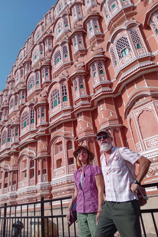 Ellen and Theo at Hawa Mahal, Jaipur.
