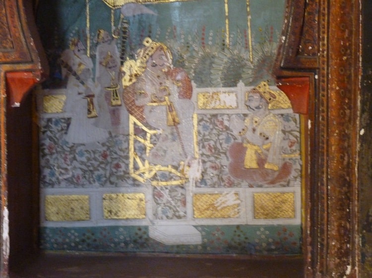 Gold was used in paintings inside a room in the Garh Palace.