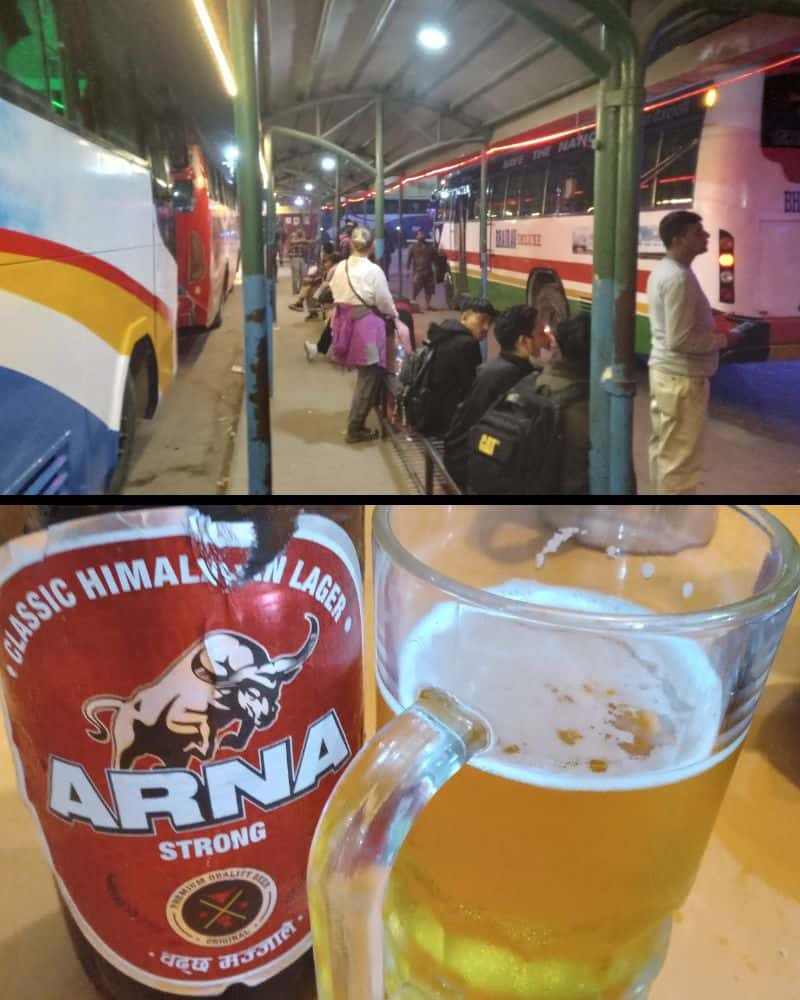 butwal bus station and beer on the long journey from rishikesh to pokhara