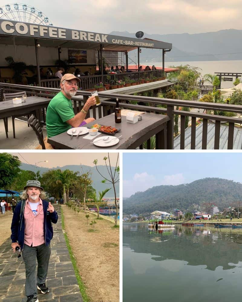 restaurants and views on phew lake, pokhara, nepal