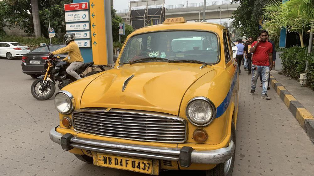 hindustan ambassador parked at a hospital in kolkata, india