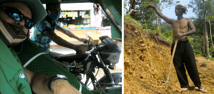 theo in chief's trike; chief working on ati land in mainland malay, philippines