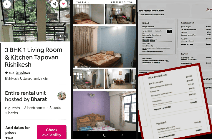 the ad for the apartment we rented in rishikesh two different times, once long term