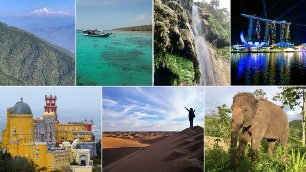 travel montage: nepal, indonesia, india, singapore, spain, morocco, thailand