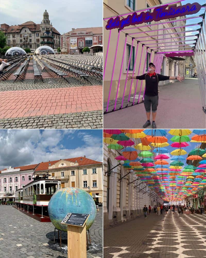 timisoara montage with tedly and jazz concert stage seating and art installations